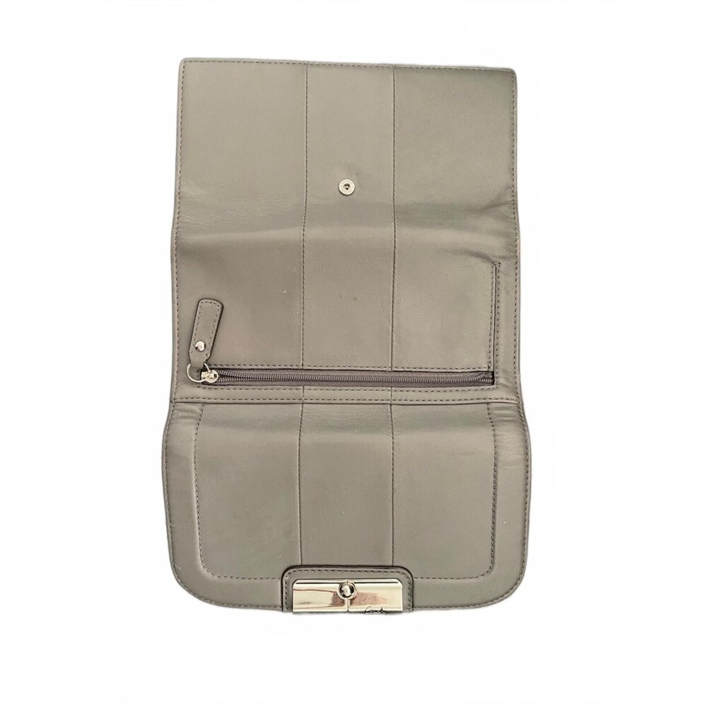 Coach Gray Leather Trifold Wallet with Silver Hardware KRISTEN w COA